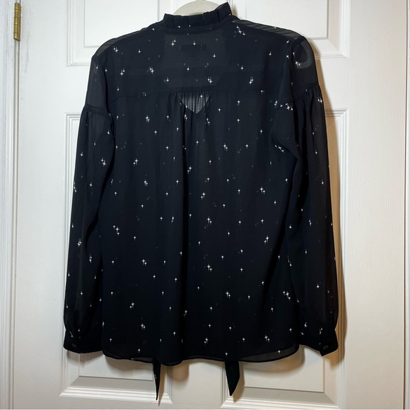 HOBBS LONDON Black Sheer Blouse with White Accents Size 6 - Picture 2 of 5